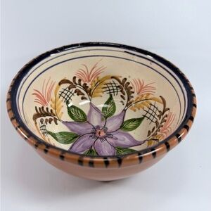 Pottery Bowl Terracotta Olaria Polido E Filho S P Corval Portugal Hand Painted
